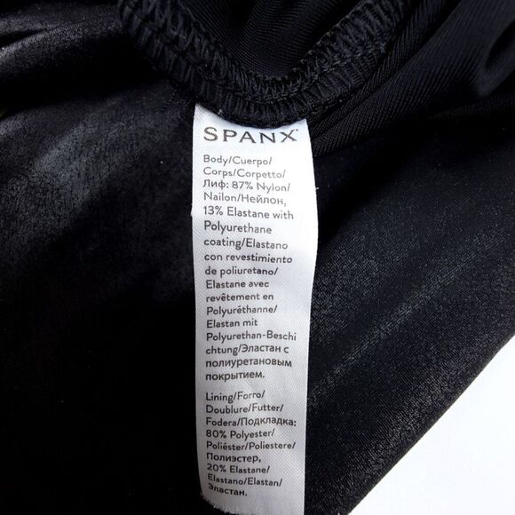 SPANX Faux Leather High Rise Slim Compression Leggings Womens Medium Vegan Black - Picture 8 of 8